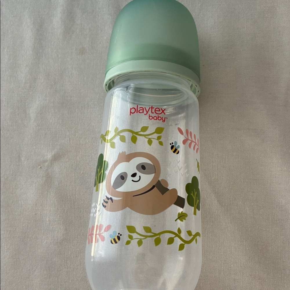 Playtex Baby Bottle with Sloth and Green Cap